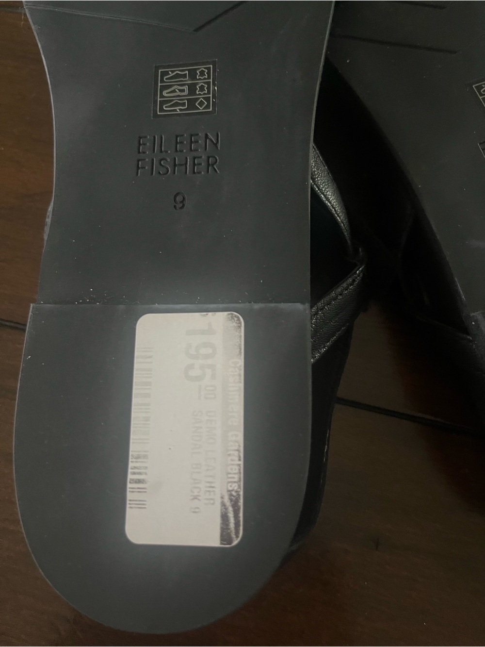 Eileen Fisher Black Leather Slide Sandals - Picture 2 of 3